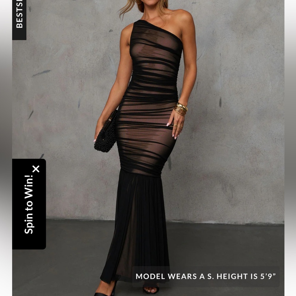 Vici Sheer Black One Shoulder Dress